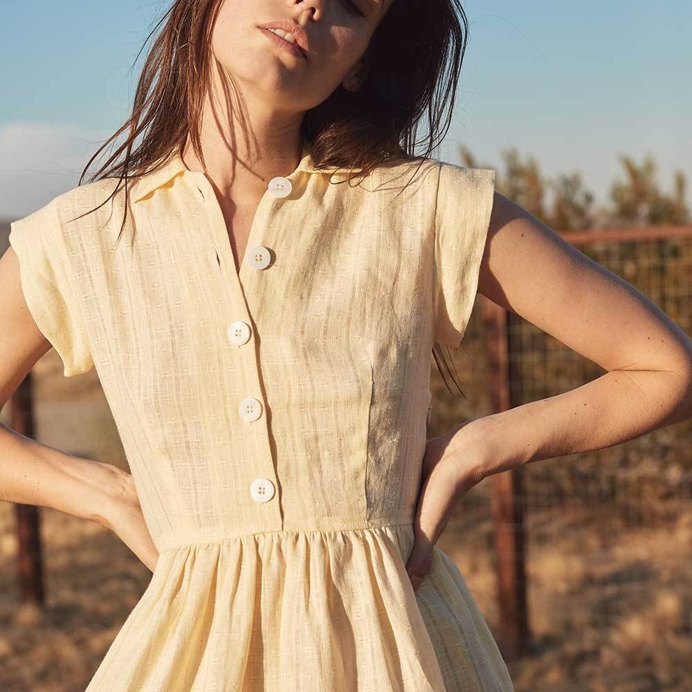 Christy Dawn Piper Midi Dress Buttercup Linen Sz S